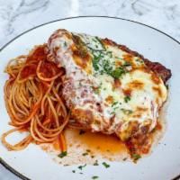 Chicken Parmigiana · Spaghetti marinara.