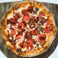 Meat Lovers · pepperoni, beef short ribs, ham, bacon, mozzarella, tomato sauce