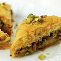 Pistachio Baklava · A rich Mediterranean Favorite: Delicate layers of filo dough brushed with rendered butter, g...