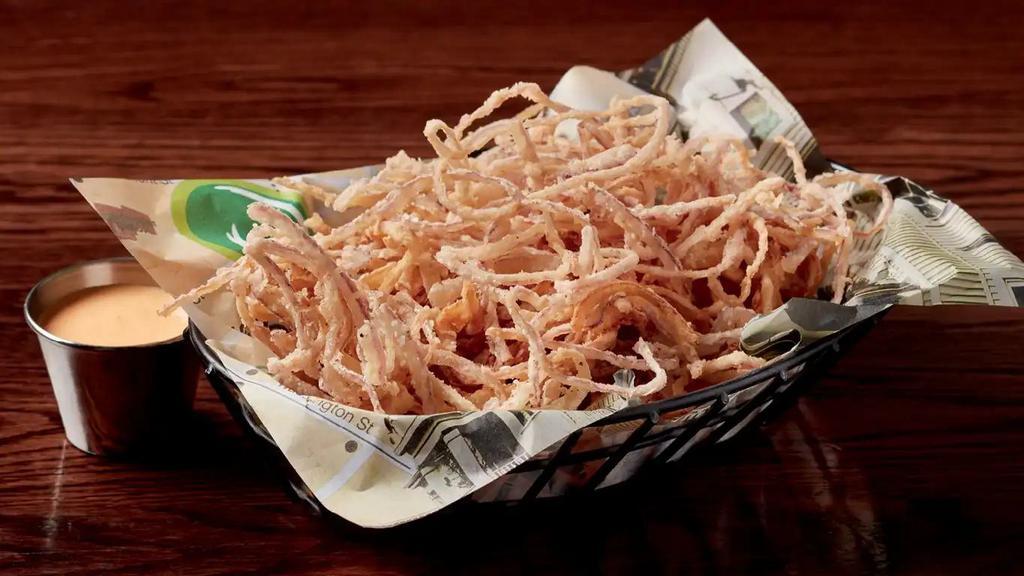 Basket of Onion Rings · Thin crispy onion rings.  400 calories.