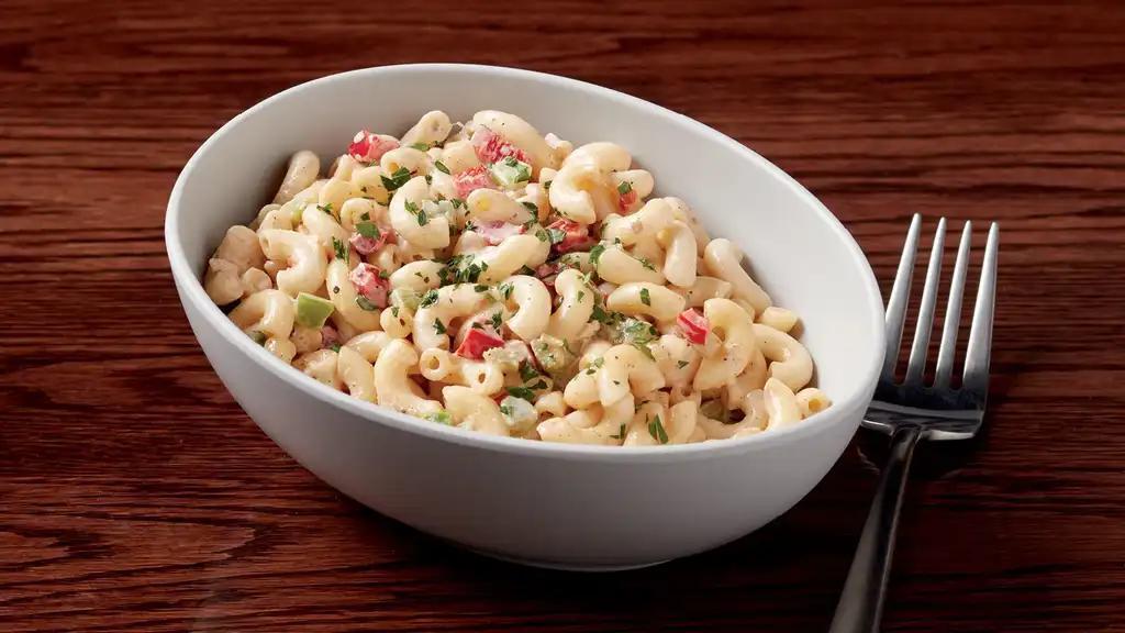 Alma's Macaroni Salad · Elbow macaroni, red onion, sweet peppers, celery, parsley, and mom's favorite mayo.  680 calories.