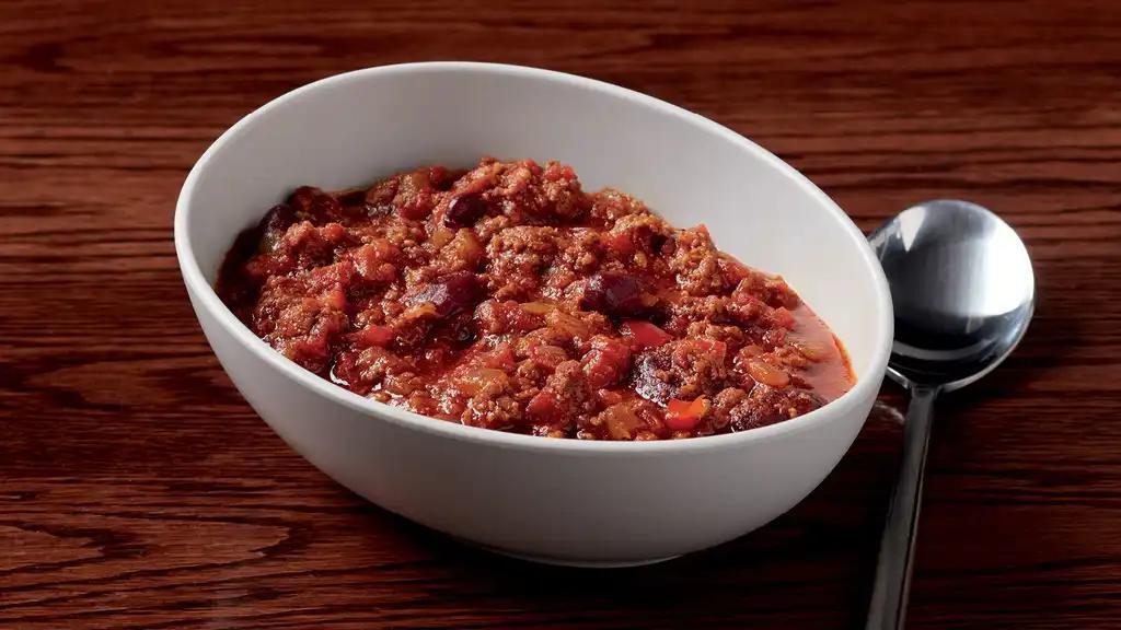 Housemade Chili · Fresh ground beef, red beans, chipotle, peppers, and our house blend of spices.  250 calories.