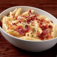Smoked Bacon Mac N Cheese · Penne, bacon, government cheese and cheddar topped with housemade garlic Parmesan Panko brea...