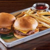 Kids Smahlburger · 2 cheeseburger sliders cooked well done with government cheese.  670-730 calories.