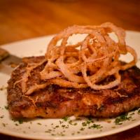 Grilled Ribeye · Topped with fried onions. Includes side of spaghetti with tomato sauce.  Please keep in mind...