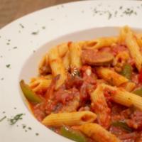Pat's Special · Italian sausage, mixed peppers, onion, spicy marinara sauce, tossed with penne pasta.