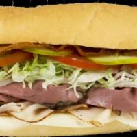 Deluxe Club Sub Combo Meal · Turkey, Roast Beef, Bacon, & Provolone Cheese on White Roll. 400-1160 Cal.