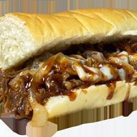 BBQ Cheesesteak · Steak, Grilled Onions, Memphis BBQ Sauce & Swiss American Cheese on White Roll. 410-1300 Cal.