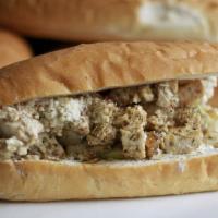 Greek Chicken Sub · We Grill our Fresh, Hormone Free, Hand Trimmed All White meat Chicken Breast Everyday ! It C...