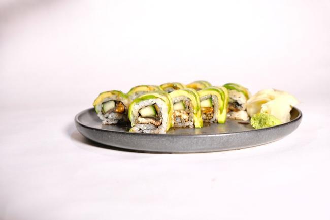 Dragon Roll · eel and cucumber, avocado on the top
