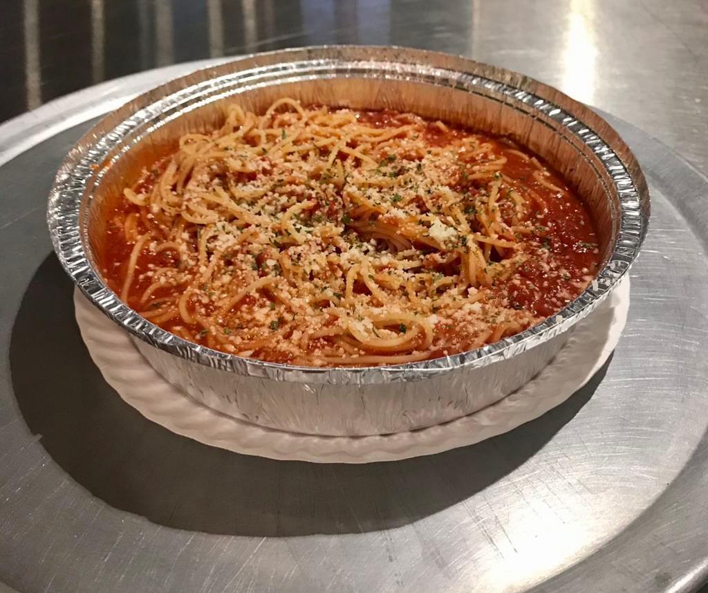 Spaghetti with Marinara · As simple as it gets! Spaghetti tossed with homemade marinara. Served with garlic bread.