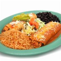 Enchiladas Plate · 2 pieces. Choice of cheese, chicken adobo, shredded chicken, ground beef, kalua pork, al pas...