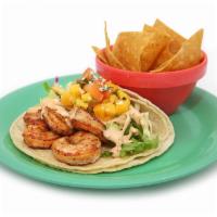  Wikiwiki Shrimp Tacos · Grilled with aztec spices, topped with mango salsa, chipotle aioli and Cotija cheese.
