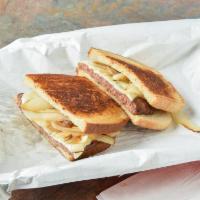 Patty Melt · On rye bread, grilled onions and swiss cheese