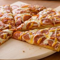 Pepperoni Pizza (Baking Required) · Pepperoni, Mozzarella, Cheddar, Red Sauce, Original Crust