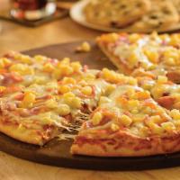 Hawaiian Pizza (Baking Required) · Red sauce, mozzarella, Canadian bacon and pineapple. Recommended on an original crust.