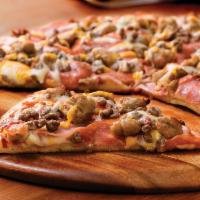 Medium Papa's All Meat Gluten Free Crust Pizza (Baking Required) · Red sauce, mozzarella, Canadian bacon, salami, pepperoni, Italian sausage and ground beef on...