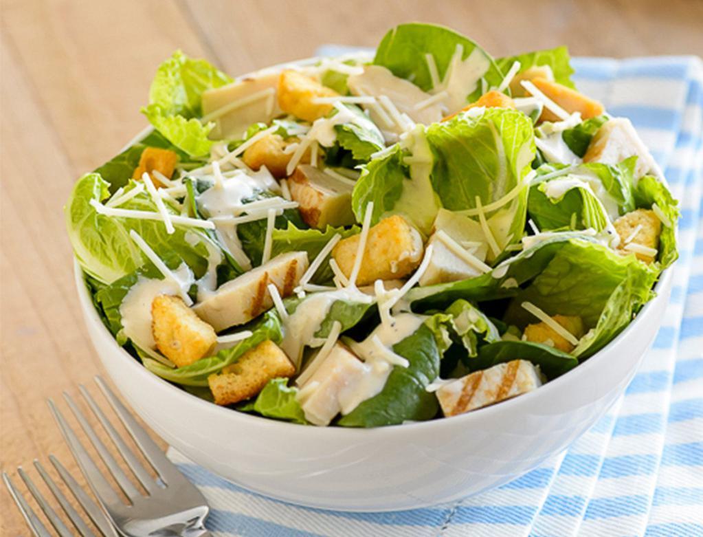 Chicken Caesar Salad · Romaine, Parmesan and Caesar Dressing.