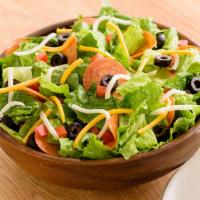 Italian Salad · Romaine Lettuce topped with Premium Pepperoni, Roma Tomatoes, Black Olives, Whole-Milk Mozza...