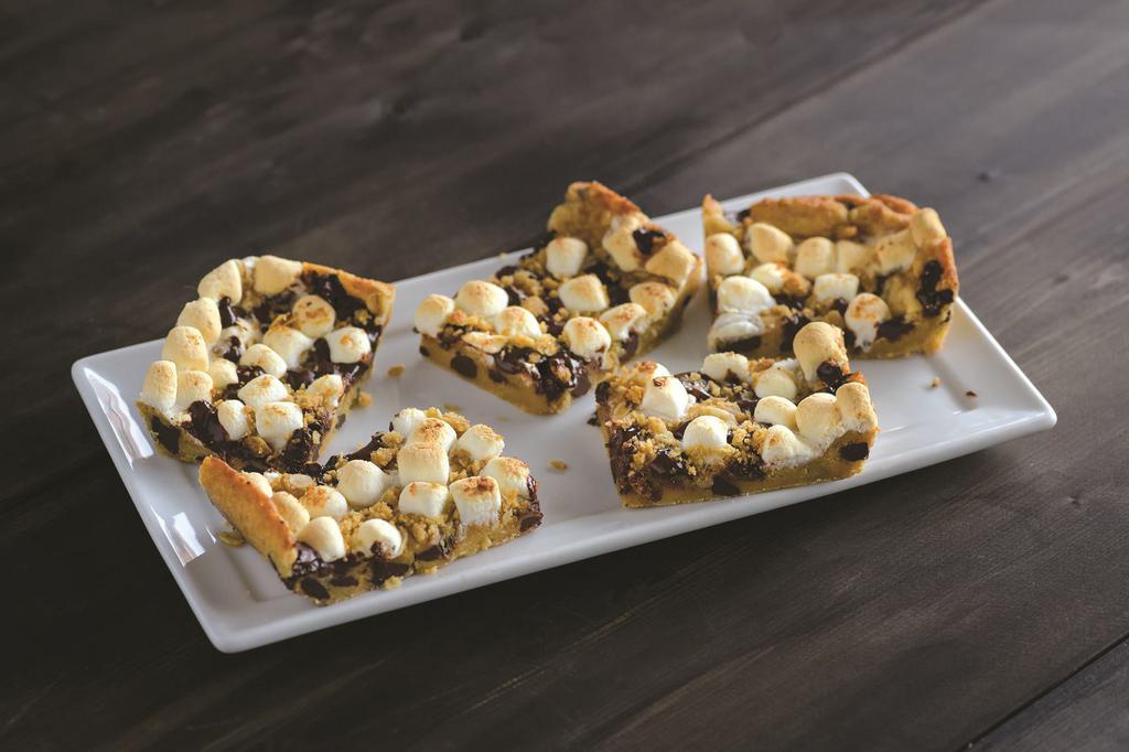 S'mores Bars (Baking Required) · Chocolate Chip Cookie Dough topped with Marshmallows, Crisp Topping and even more Chocolate Chips.