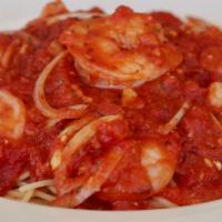Shrimp Fra Diavolo · Fresh shrimp pan sauteed with our spicy marinara sauce and served over pasta