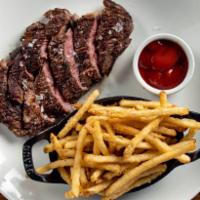 Steak Frites · 8 oz ribeye steak cooked to your liking. Served with french fries & your choice of sauce.
