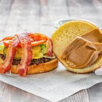 Peanut Butter Burger · Come with cheese, peanut butter, onion, lettuce, pickle, tomato, and bacon.