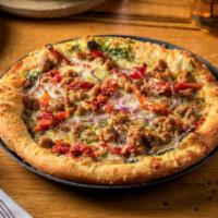 Small Mike · Italian sausage, sun-dried tomatoes, red onions, Parmesan, mozzarella/provolone and spinach/...