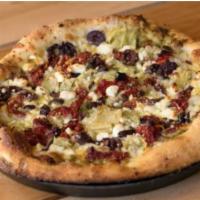 Medium Scott · Sun-dried tomatoes, Kalamata olives, artichoke hearts, feta, mozzarella/provolone and pesto.