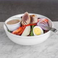 Salade Nicoise Lunch · Yellow fin tuna, greens, pepper, nicoise olives, haricots vert, potatoes and Dijon vinaigret...