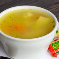 Cup Of Chicken Noodle · Classic soup with chicken, celery, carrots, and onions.