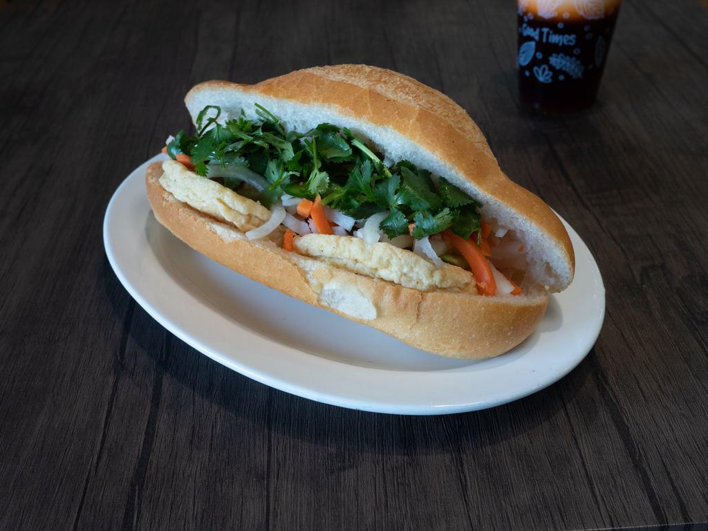 Fried Tofu · Includes mayo, pickled carrots and daikon, cucumber, onion and jalapeno peppers. Vegetarian. Gluten free.