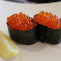 Salmon Egg Sushi · Two pieces.