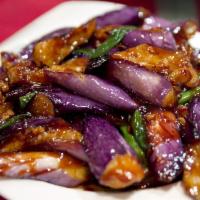 114. Chinese Eggplant with Garlic Sauce · Meatless. Served with white or brown rice.  Hot and spicy.