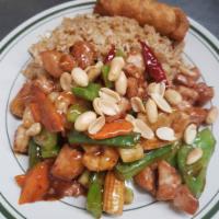 34. Kung Pao Chicken & Shrimp Dinner Special · Hot and spicy. Contains peanuts.