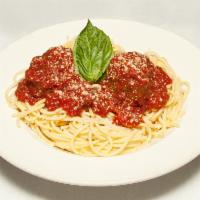 Spaghetti & Meatballs · Spaghetti, marinara sauce and homemade meatballs.