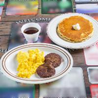 Grandpa’s Special · 2 eggs, 2 pancakes and choice of 2 bacon or sausage. 