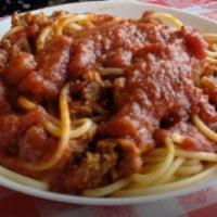 Spaghetti with Meat Sauce · Substitute marinara sauce upon request. 