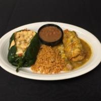 Poblano de Pollo · Fresh, roasted poblano pepper stuffed with grilled chicken, Monterey Jack, Chipotle aioli an...