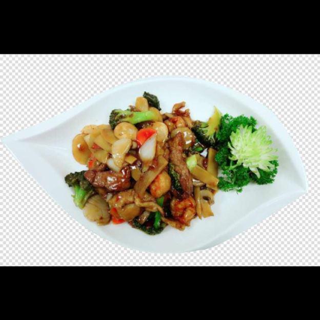 H2. Happy Family Special · Sauteed shrimp, scallop, beef, chicken, crab meat, broccoli, carrot, mushroom, napa, water chestnut in special brown sauce.