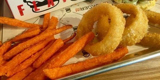 Half and Half · Choose 2 out of Burgerim Fries, Sweet Potato Fries, and Onion Rings

