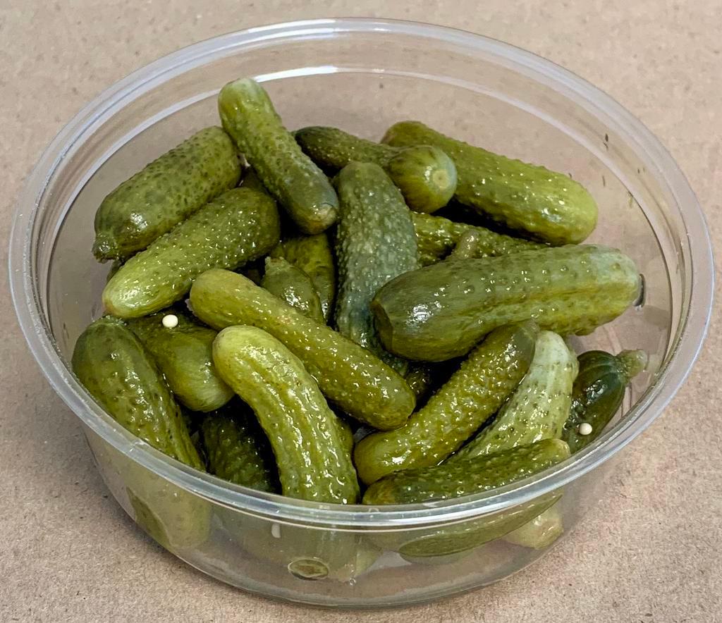 Cornichons · Baby cukes pickled. Suggested for sandwiches, cheese or meat plates.