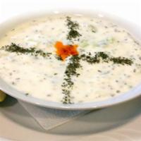 AFGHANI YOGHURT · Fresh Pressed yogurt
with garlic,
mint and salt