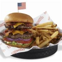 Shoney's Double Decker · Topped with four slices of crispy hickory-smoked bacon and four slices of American cheese. F...