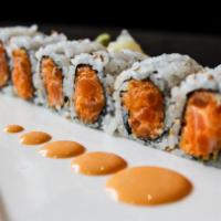 SR4. Spicy Salmon Roll · Salmon, spicy mayo, and cucumber.