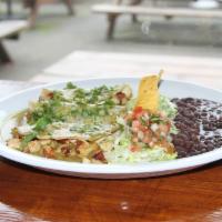 Gaby's Enchilada · spicy.served with corn tortillas choice of meat, cheese topped with green sauce, cilantro . ...