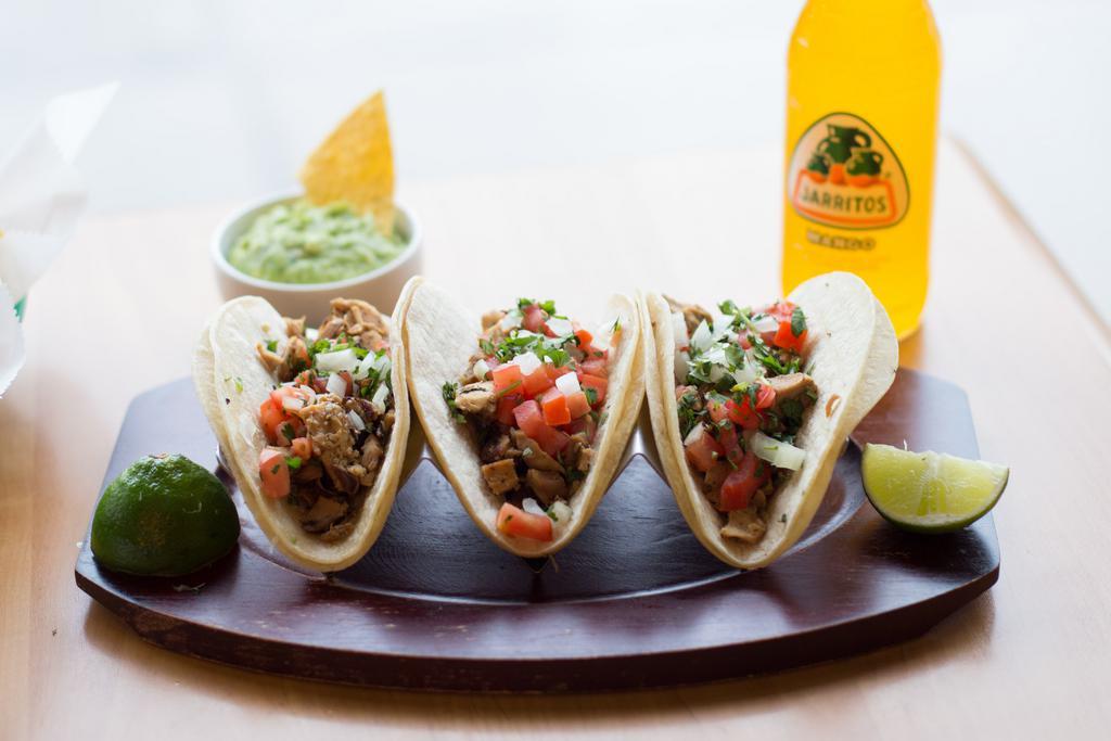 3 Tacos · Step 1 : Order of Corn or Flour Tortilla Tacos.
Step 2: Choose your Meat Option.
Step 3: Choose your Salsa, Sour Cream, Cheese and other toppings.