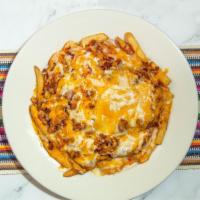 La Paisana Chili Cheese Fries · Fries topped with homemade chili and melted cheese.