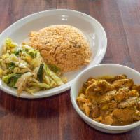 Boneless Curried Chicken Plate  · Boneless chicken marinated and cooked in a seasoned curry sauce. Served with rice and choice...