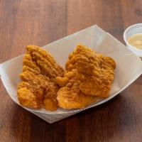 Kids Chicken Strips · With rice or fries.